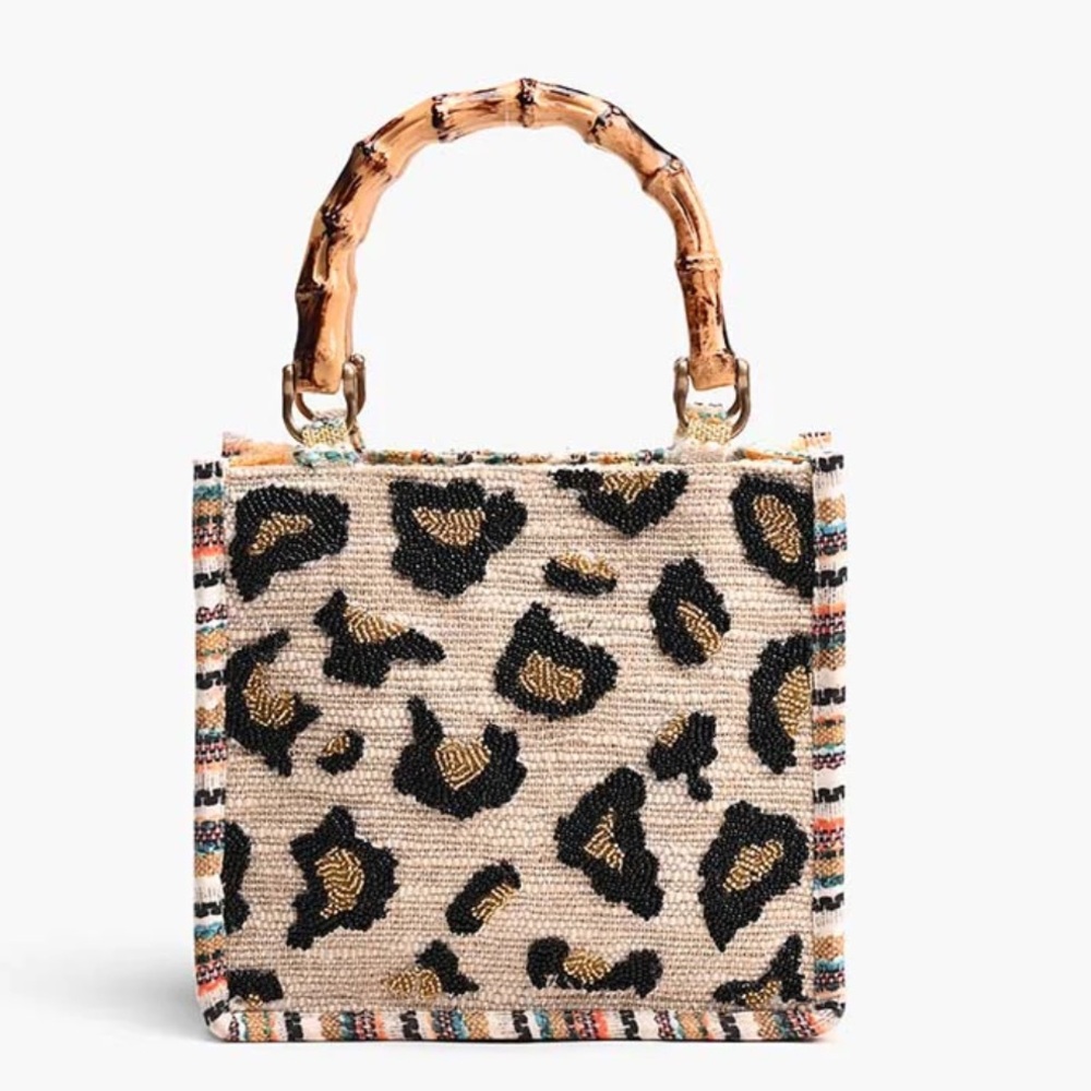 America&Beyond ⭐️NWT⭐️Leopard Print Handbag with Bamboo Handle